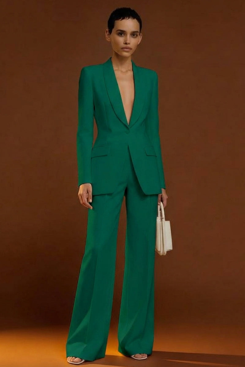 Laden Sie das Bild in den Galerie-Viewer, Elfenbein Schal Revers Zweiteilige Einreihige Damen Arbeitsanzüge