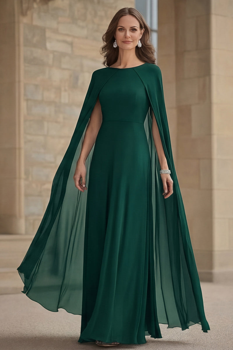 Laden Sie das Bild in den Galerie-Viewer, Marineblaues Meerjungfrauen Chiffon Langes Kleid der Brautmutter mit Umhang