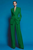 Laden Sie das Bild in den Galerie-Viewer, Rote 2-teilige Damen Ballanzüge mit gekerbtem Revers und Taschen