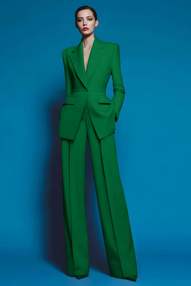 Laden Sie das Bild in den Galerie-Viewer, Rote 2-teilige Damen Ballanzüge mit gekerbtem Revers und Taschen