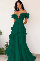 Laden Sie das Bild in den Galerie-Viewer, Flieder Schulterfreies Gekräuseltes Ballkleid in A-Linie