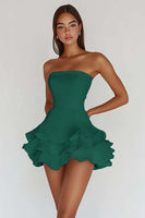 Laden Sie das Bild in den Galerie-Viewer, Weißes Trägerloses Standesamtkleid aus Satin in A-Linie