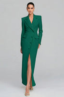 Laden Sie das Bild in den Galerie-Viewer, Elfenbein Revers Scheide Langarm Blazer Kleid mit Schlitz