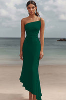 Laden Sie das Bild in den Galerie-Viewer, Meerjungfrau Weißes Langes Standesamtkleid mit einer Schulter und Rüschen