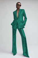 Laden Sie das Bild in den Galerie-Viewer, Glitzernde Rosa 2-teilige Damen Ballanzüge mit Taschen