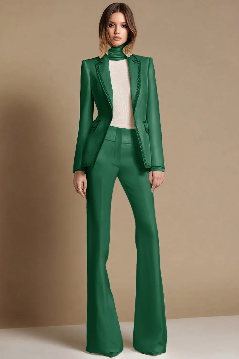 Laden Sie das Bild in den Galerie-Viewer, 2-teilige Glitzernde Weiße Ballanzüge mit Spitzrevers und Perlenstickerei