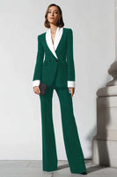 Laden Sie das Bild in den Galerie-Viewer, 2-teilige Business-Anzüge mit schwarzem Schal mit Schlagbein und Revers