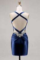 Laden Sie das Bild in den Galerie-Viewer, Korsett Satin Bodycon Dunkelgrünes Cocktailkleid