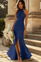 Laden Sie das Bild in den Galerie-Viewer, Halfter Dusty Sage Meerjungfrau Rüschen Chiffon Brautjungfernkleid