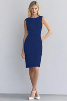 Laden Sie das Bild in den Galerie-Viewer, Elfenbein Bodycon Kurzes Ärmelloses Arbeitskleid aus Satin