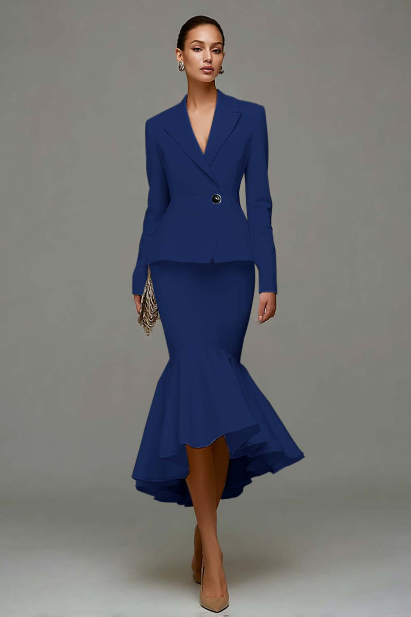 Laden Sie das Bild in den Galerie-Viewer, Meerjungfrau Elfenbein Peak Revers Midi Arbeitskleid