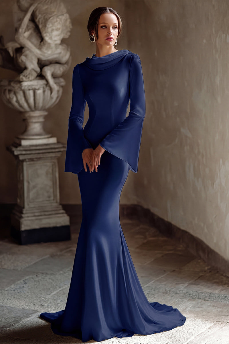 Laden Sie das Bild in den Galerie-Viewer, Elfenbein Meerjungfrauen Brautkleid mit Wasserfallausschnitt