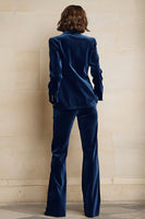 Laden Sie das Bild in den Galerie-Viewer, Samt 2-teilige Einreihige Damenanzüge mit pflaumenfarbenem Spitzrevers