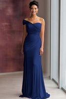 Laden Sie das Bild in den Galerie-Viewer, Helles Khaki Eine Schulter Etui Galakleid mit Falten