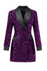 Laden Sie das Bild in den Galerie-Viewer, Glitzernder burgunderroter Bodycon Maxi Damenblazer