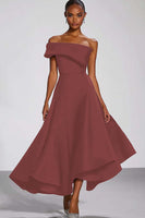 Laden Sie das Bild in den Galerie-Viewer, Eine Schulter Marineblaues Partykleid aus Satin