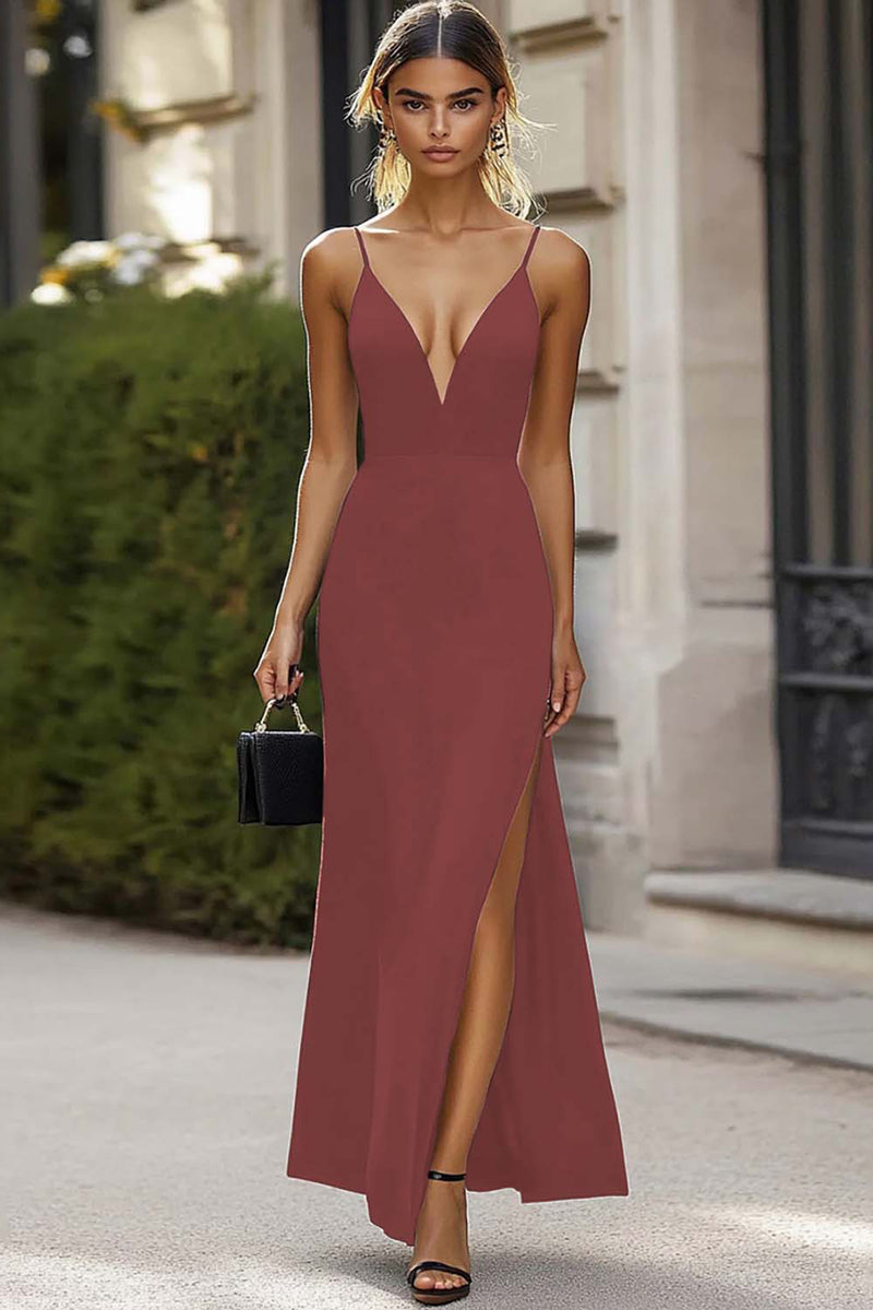 Laden Sie das Bild in den Galerie-Viewer, Schwarzes Langes Ballkleid mit Spaghettiträgern und Schlitz