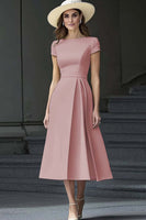 Laden Sie das Bild in den Galerie-Viewer, Narzissen Satin A-Linie Langes Arbeitskleid mit U-Boot-Ausschnitt