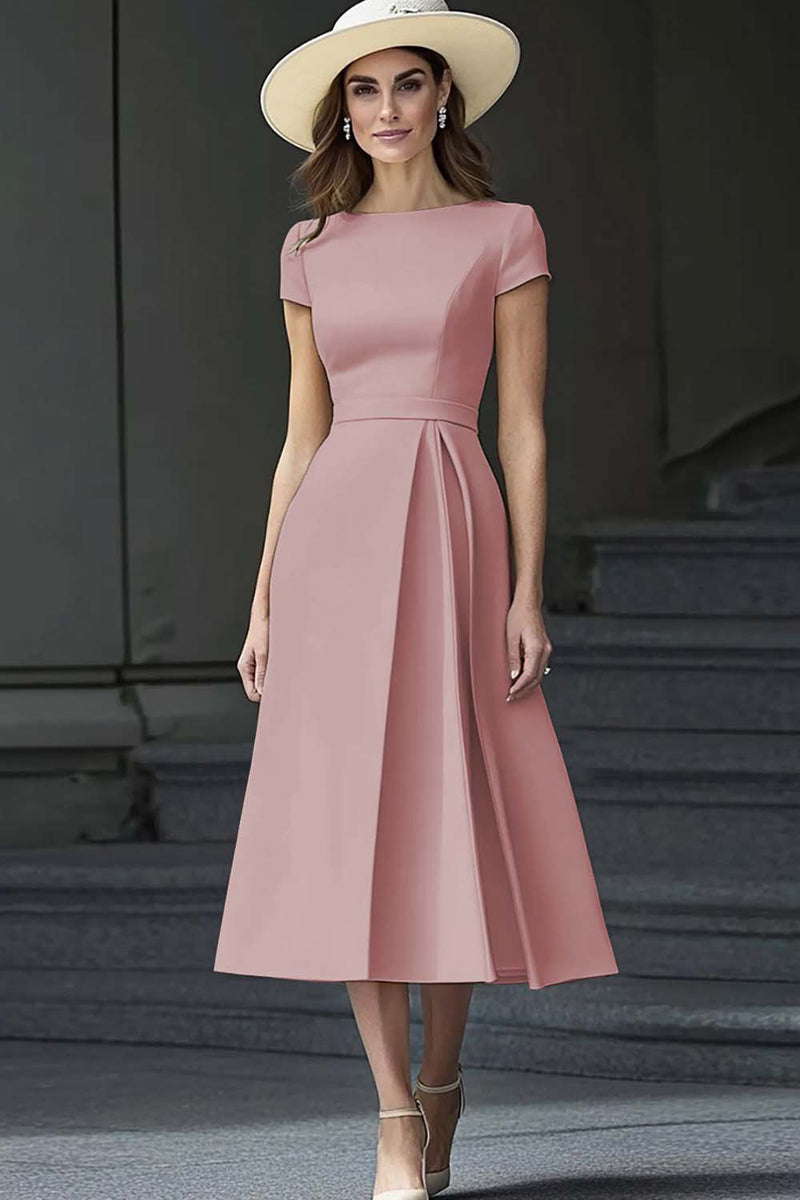 Laden Sie das Bild in den Galerie-Viewer, Narzissen Satin A-Linie Langes Arbeitskleid mit U-Boot-Ausschnitt