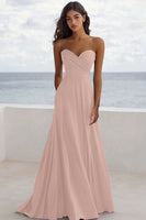 Laden Sie das Bild in den Galerie-Viewer, Trägerloses Burgundy Abendkleid in A-Linie mit Rüschen