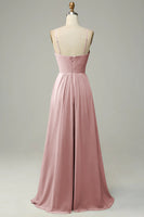 Laden Sie das Bild in den Galerie-Viewer, Spaghettiträger Ärmelloses Staubiges Salbei Brautjungfernkleid