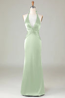 Laden Sie das Bild in den Galerie-Viewer, Meerjungfrau Neckholder Dunkelgrünes Brautjungfernkleid