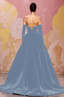 Laden Sie das Bild in den Galerie-Viewer, Herzförmiges Dunkelrotes Abendkleid aus Samt in A-Linie