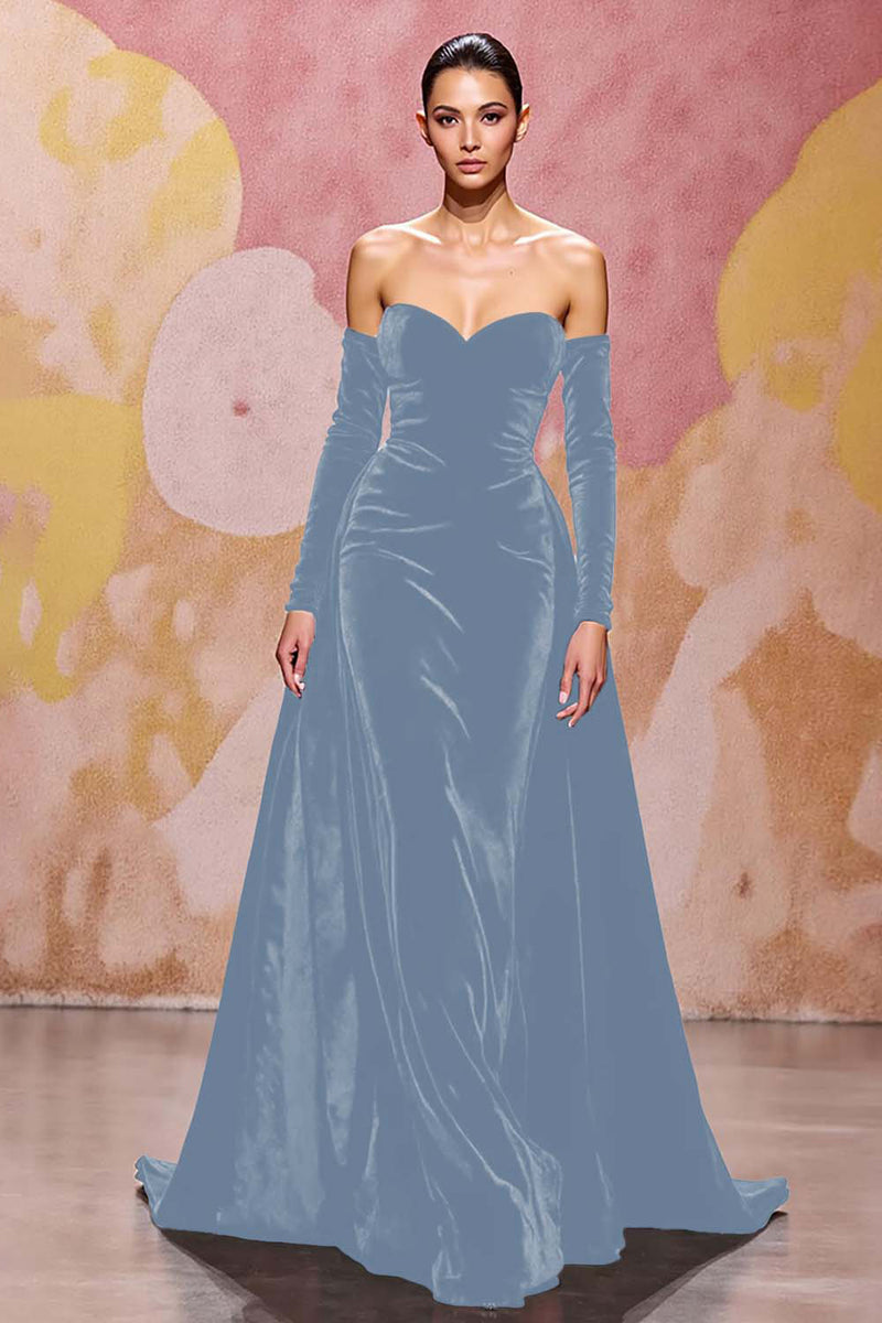 Laden Sie das Bild in den Galerie-Viewer, Herzförmiges Dunkelrotes Abendkleid aus Samt in A-Linie