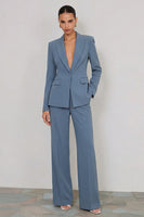 Laden Sie das Bild in den Galerie-Viewer, Zweiteilige Elfenbein Revers Damen Businessanzüge mit Taschen