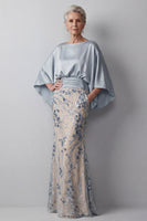 Laden Sie das Bild in den Galerie-Viewer, Champagner-Pailletten-Langarm-Meerjungfrauenkleid Mutter der Braut