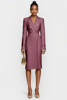 Laden Sie das Bild in den Galerie-Viewer, Weißes Zweireihiges Bodycon Midikleid mit Spitzrevers