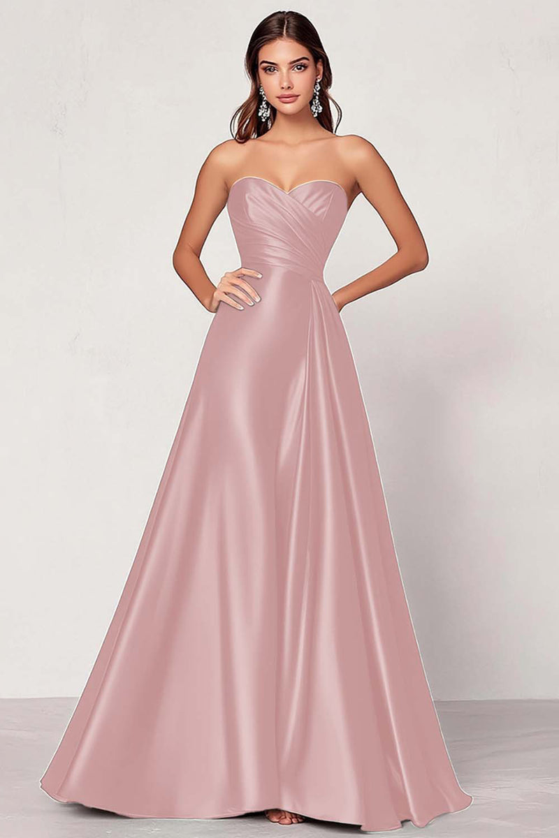 Laden Sie das Bild in den Galerie-Viewer, Dunkelgrünes A-Linie Satin Herzausschnitt Langes Ballkleid