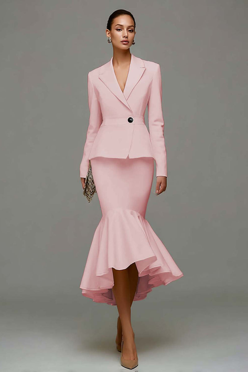 Laden Sie das Bild in den Galerie-Viewer, Meerjungfrau Elfenbein Peak Revers Midi Arbeitskleid