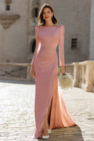 Laden Sie das Bild in den Galerie-Viewer, Elfenbein Brautkleid aus Satin mit Bateau-Ausschnitt und Schlitz