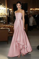 Laden Sie das Bild in den Galerie-Viewer, Etui Rosa Satin Trägerloses Galakleid