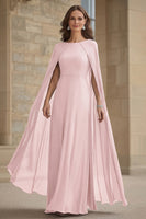 Laden Sie das Bild in den Galerie-Viewer, Marineblaues Meerjungfrauen Chiffon Langes Kleid der Brautmutter mit Umhang