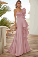 Laden Sie das Bild in den Galerie-Viewer, Schwarzes Einschultriges Ballkleid mit Rüschen