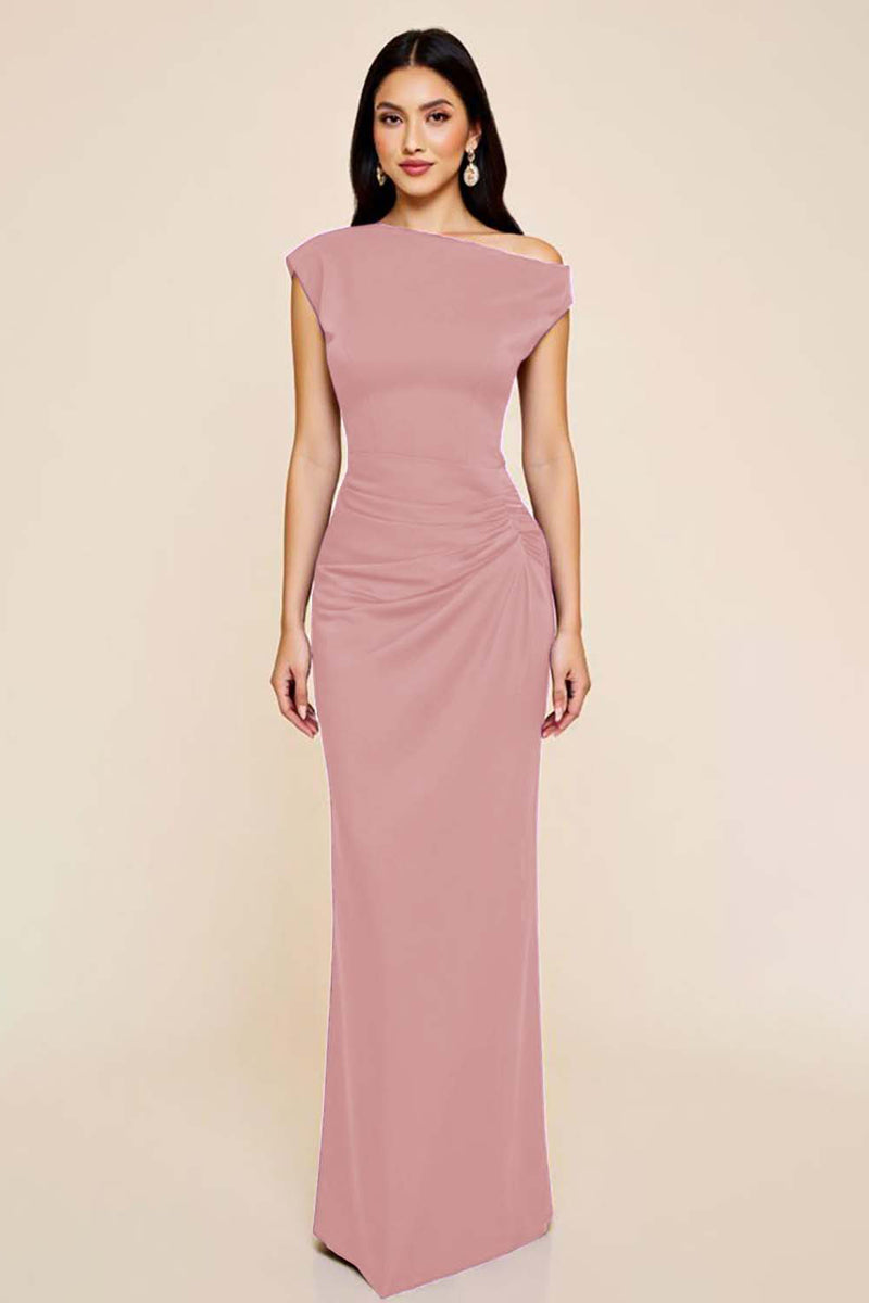 Laden Sie das Bild in den Galerie-Viewer, Pflaumenfarbenes Meerjungfrauenkleid mit Rüschen und einer Schulter