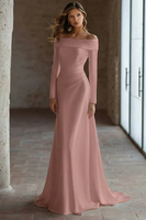 Laden Sie das Bild in den Galerie-Viewer, Elfenbein Schulterfreies Langärmeliges Brautkleid