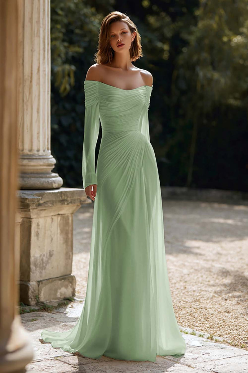 Laden Sie das Bild in den Galerie-Viewer, Elfenbein Schulterfreies Brautkleid mit Rüschen