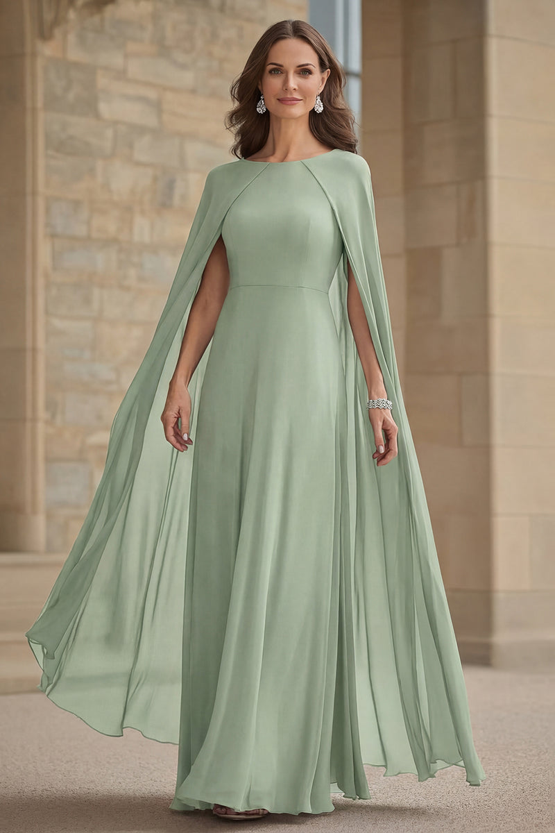 Laden Sie das Bild in den Galerie-Viewer, Marineblaues Meerjungfrauen Chiffon Langes Kleid der Brautmutter mit Umhang