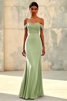 Laden Sie das Bild in den Galerie-Viewer, Meerjungfrau Schulterfreies Lila Chiffon Langes Abendkleid