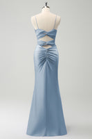 Laden Sie das Bild in den Galerie-Viewer, Lila Meerjungfrau Spaghettiträger Brautjungfernkleid