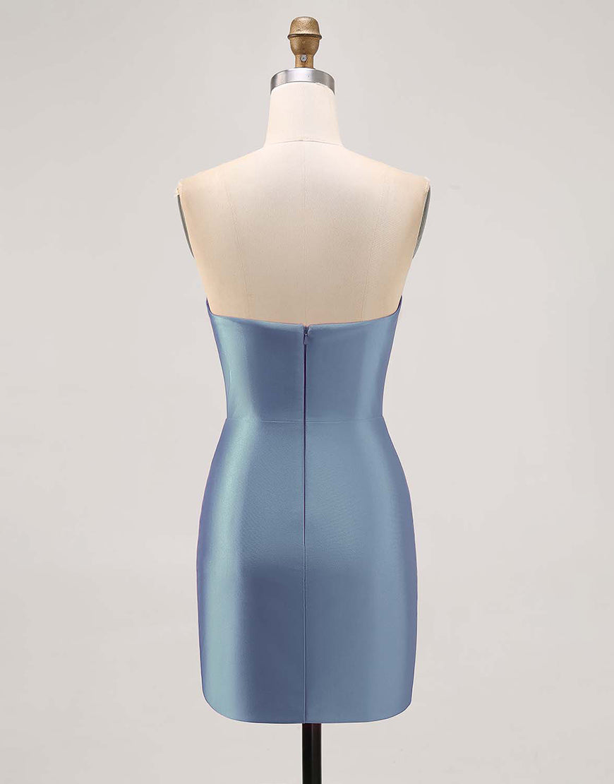 Laden Sie das Bild in den Galerie-Viewer, Fuchsia Trägerloses Perlenbesetztes Figurbetontes Abiballkleid mit Schlitz