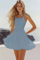 Laden Sie das Bild in den Galerie-Viewer, Weißes Kurzes Standesamtkleid in A-Linie mit Falten