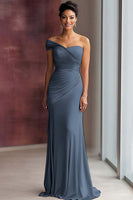 Laden Sie das Bild in den Galerie-Viewer, Helles Khaki Eine Schulter Etui Galakleid mit Falten