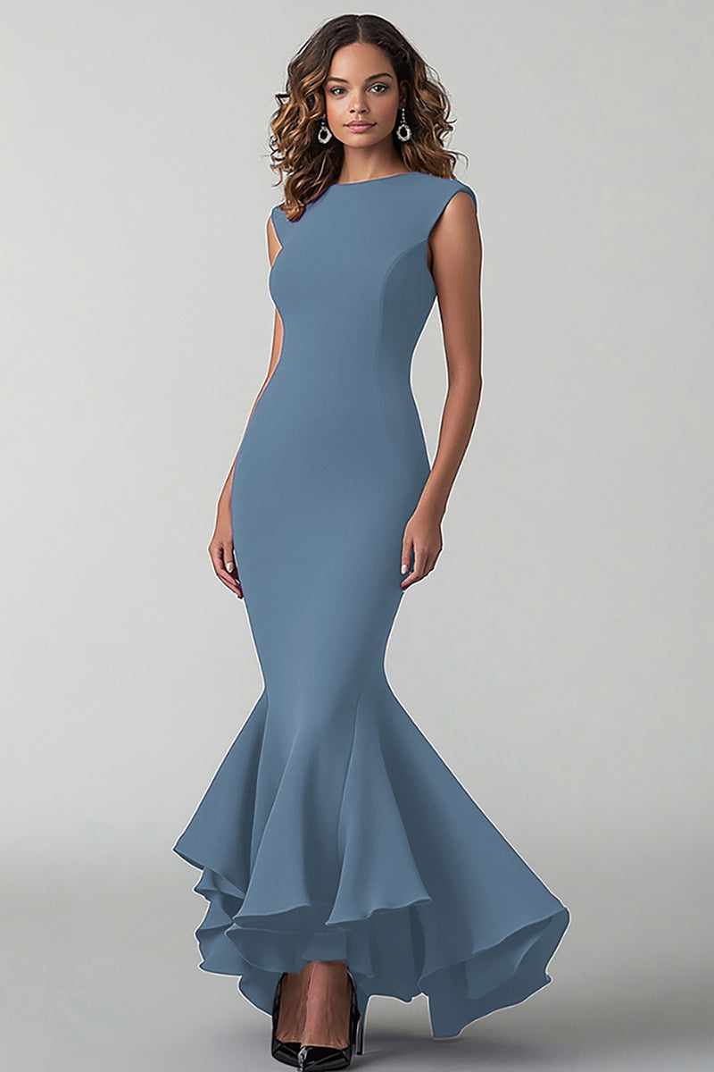 Laden Sie das Bild in den Galerie-Viewer, Pflaume Meerjungfrauen Ballkleid mit Rundhalsausschnitt