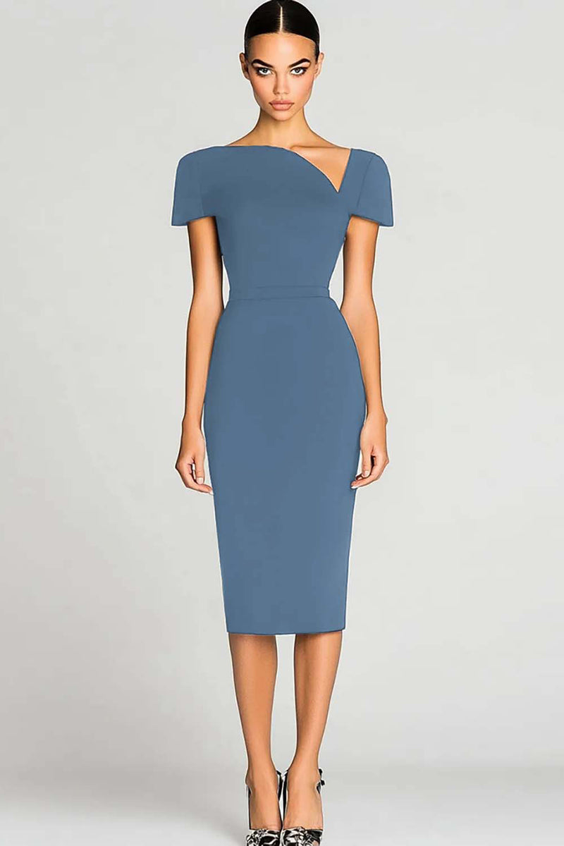 Laden Sie das Bild in den Galerie-Viewer, Schwarzes Schulterfreies Figurbetontes Knielanges Arbeitskleid aus Satin