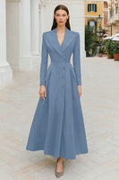 Laden Sie das Bild in den Galerie-Viewer, Marineblaues Revers Einreihiges A-Linie Arbeitskleid