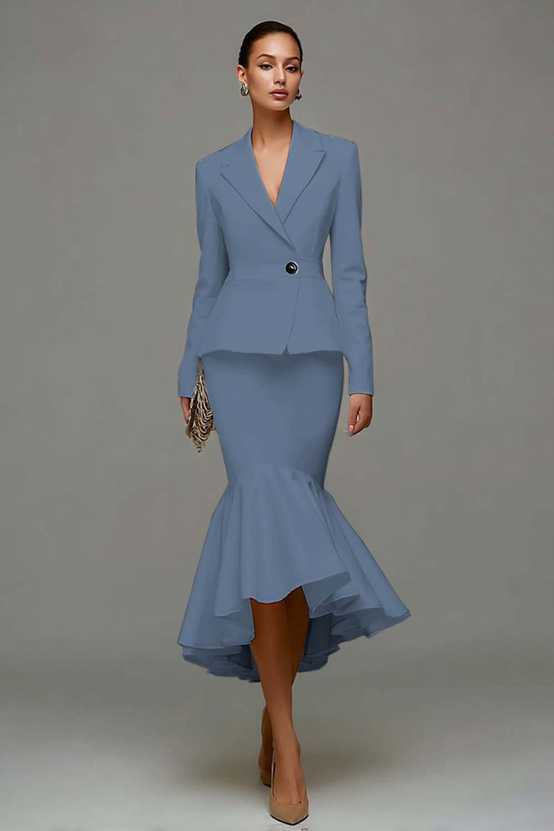 Laden Sie das Bild in den Galerie-Viewer, Meerjungfrau Elfenbein Peak Revers Midi Arbeitskleid